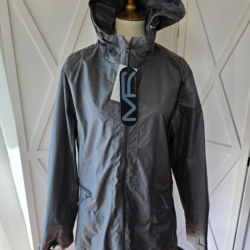 Mack Russo (NWT) Men's Gray Hooded Rain/Wind Jacket - Picture 2 of 9